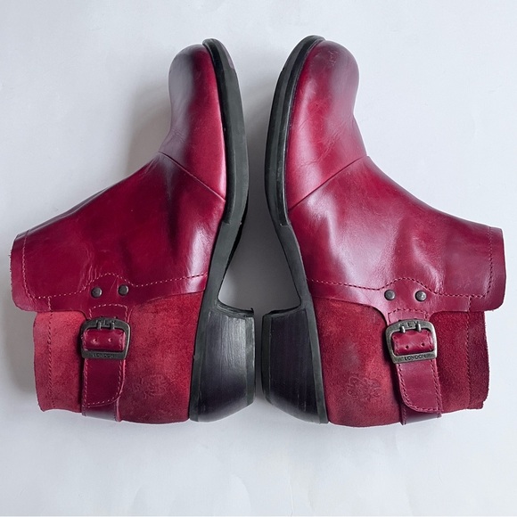 Fly London Boho Red Leather Ankle Boots Booties Size EUR 41 US 10-10.5 - Picture 5 of 10